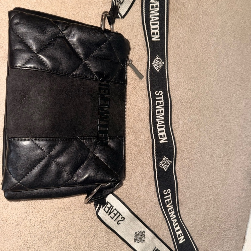Steve Madden Black Quilted Messenger Bag